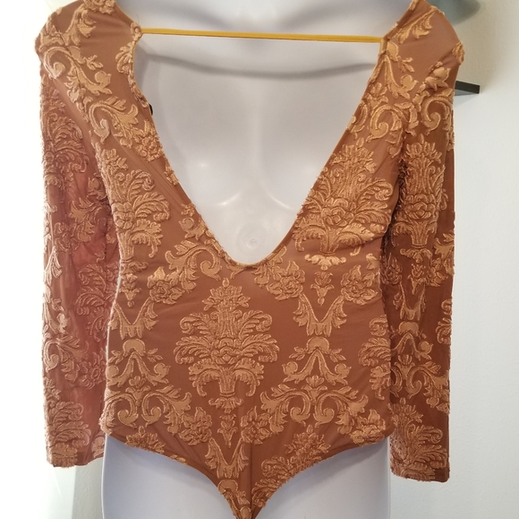 Brocade Backless Bodysuit - Picture 2 of 6